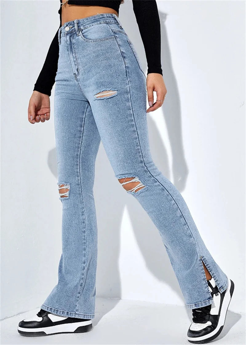 High-Waist Ripped Jeans Damen – Streetstyle trifft Eleganz